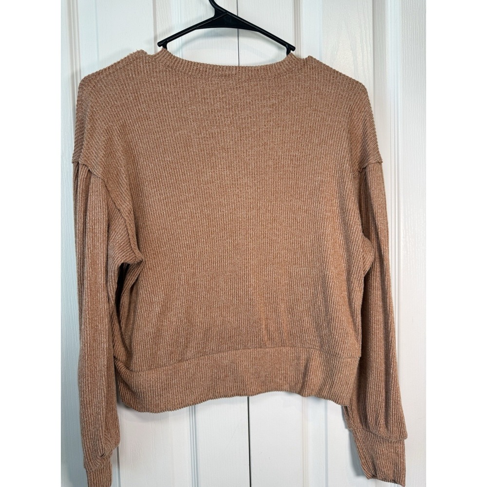 Women's Brown Ribbed Knit Long Sleeve Pullover Sweater Size M Brand So - Picture 5 of 5